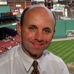 5-23-99:Fenway Park, Boston:Red Sox TV broadcaster Sean McDonough inside the booth high above the field, where he and his partner Jerry Remy call the Boston home games. LIBRARY TAG 06041999 SPORTS